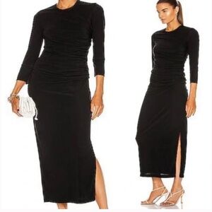 Helmut Lang size L maxi dress twist crepe black ruched stretch side stretch NEW